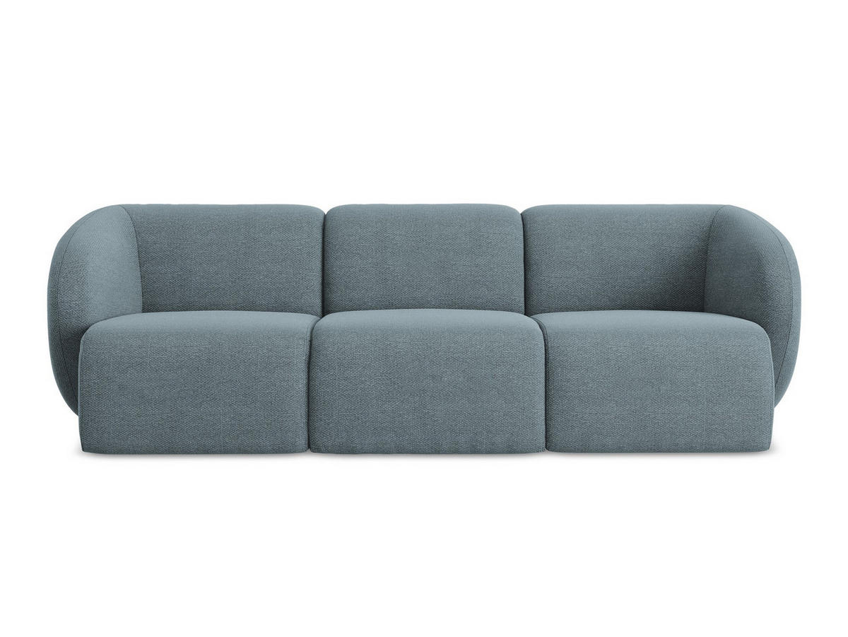 3-SITZER SOFA Bouclé Stoff Blau - Blaugrau/Schwarz, Holzwerkstoff/Kunststoff (244/75/94cm) - Makamii