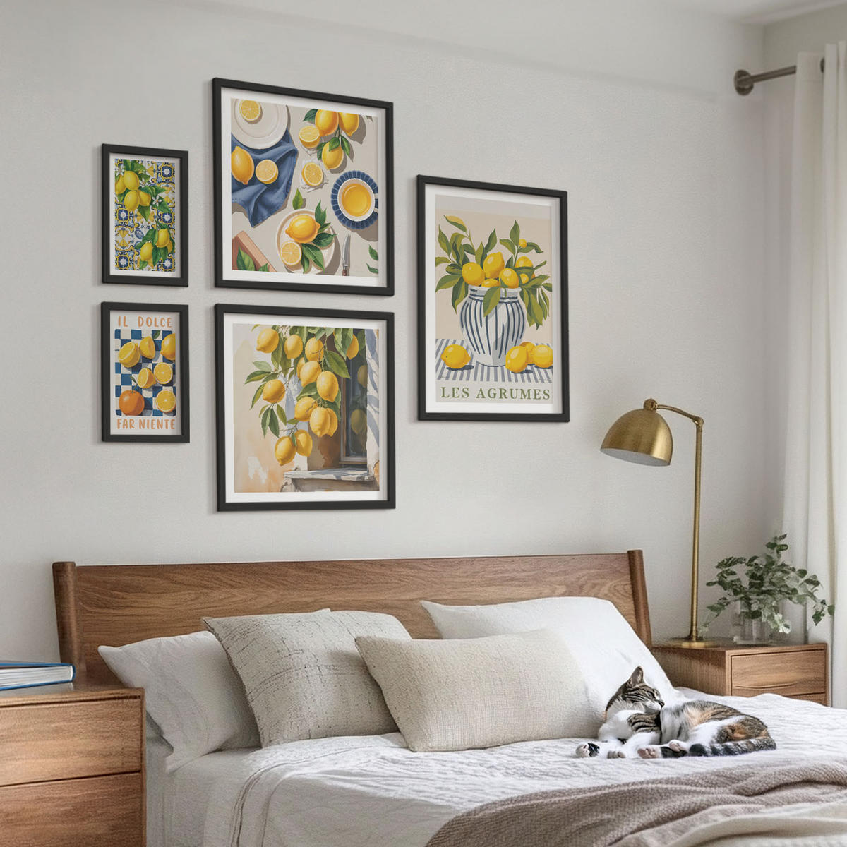 BILDER SET 5er Set - 50x50 cm & 20x30 cm & 40x60 cm Schwarzer Rahmen - Rustikale Cocktails mit Olivenblüten - Schwarz, Kunststoff (40/60cm) - TULUP