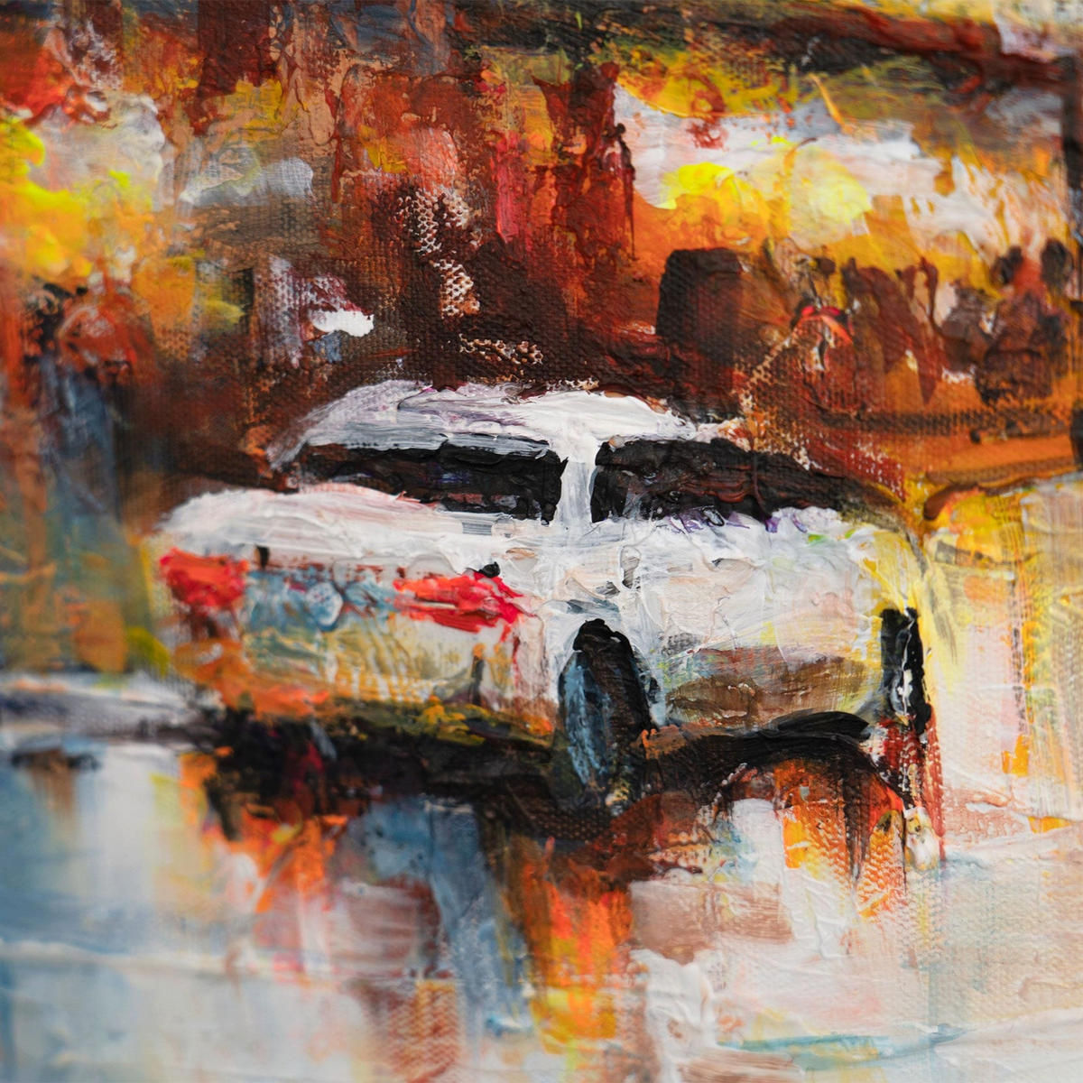 GEMÄLDE Raum und Rhythmus Schattenfugenrahmen Weiß 120x80 cm - Weiß, Holz (120/80cm) - YS-art gallery