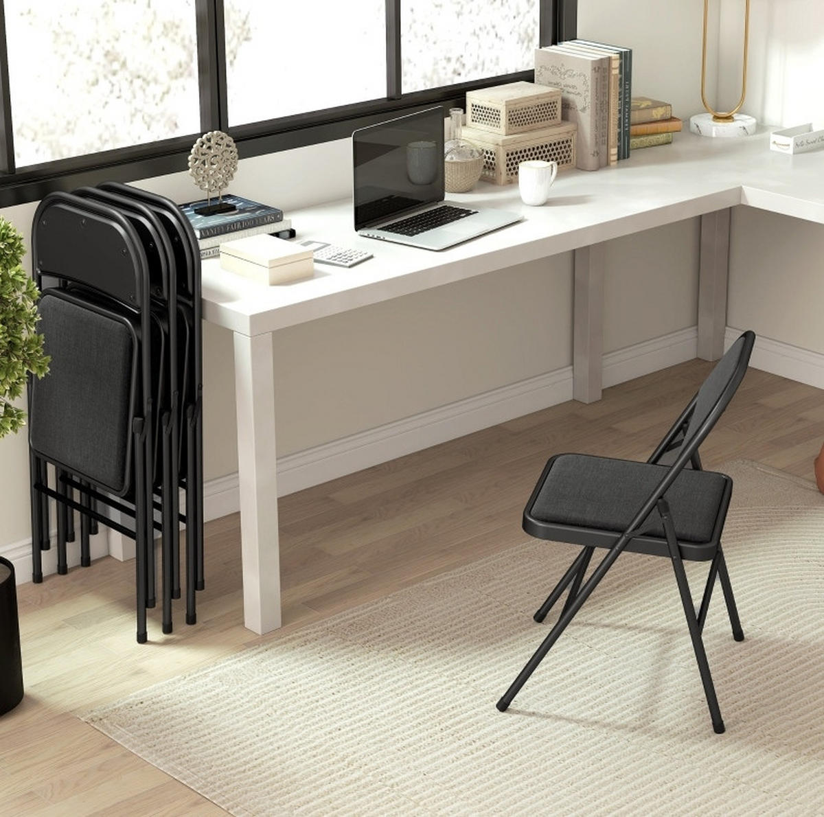 KLAPPSTÜHLE gepolstert 45 x 46 x 78 cm 4er-Set Metall Schwarz - Schwarz, Metall (45/78/46cm) - Meubliv