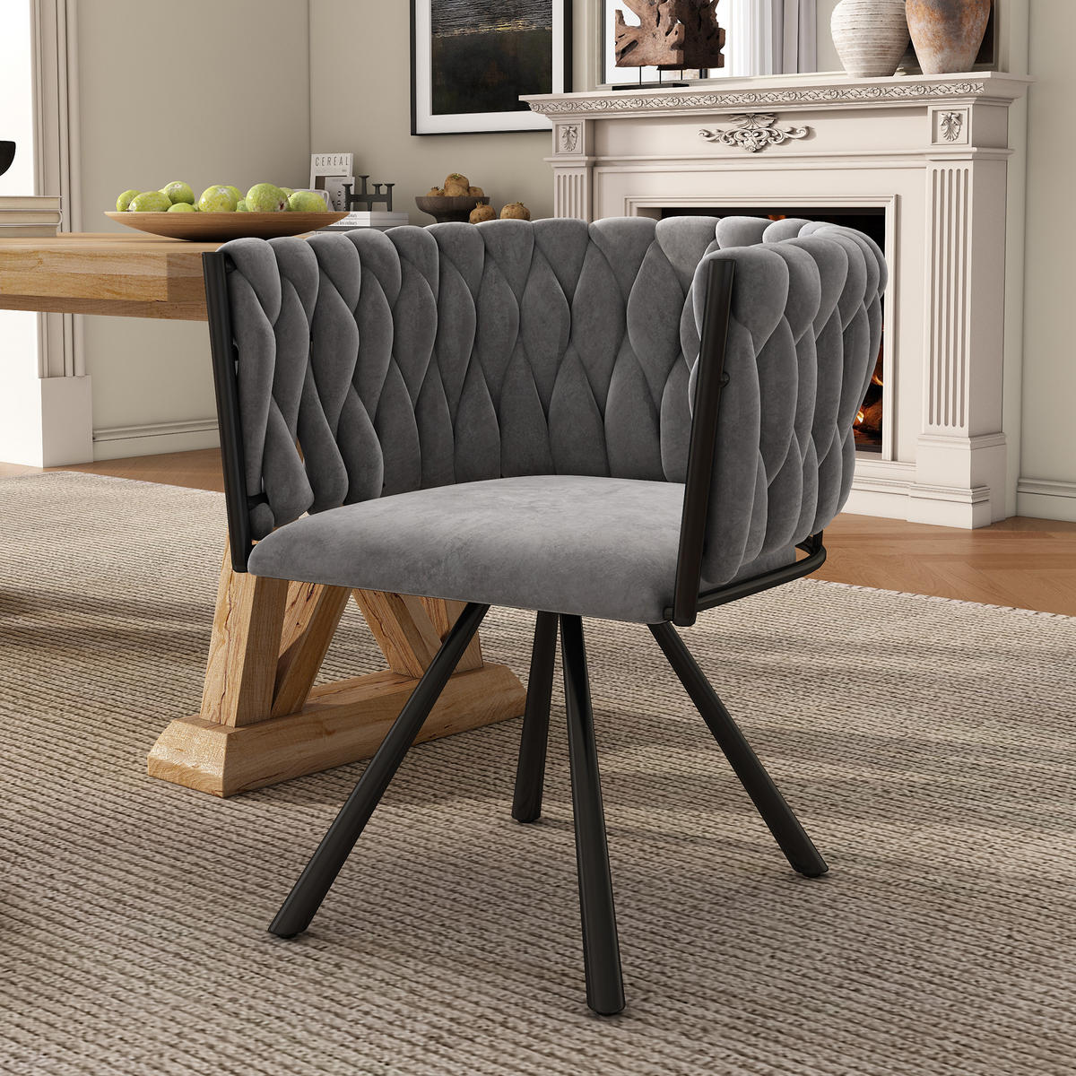 DREHSTUHL 2er-Set Samt Metallbeine Grau - Grau, Textil (59/72/54cm) - FLIEKS