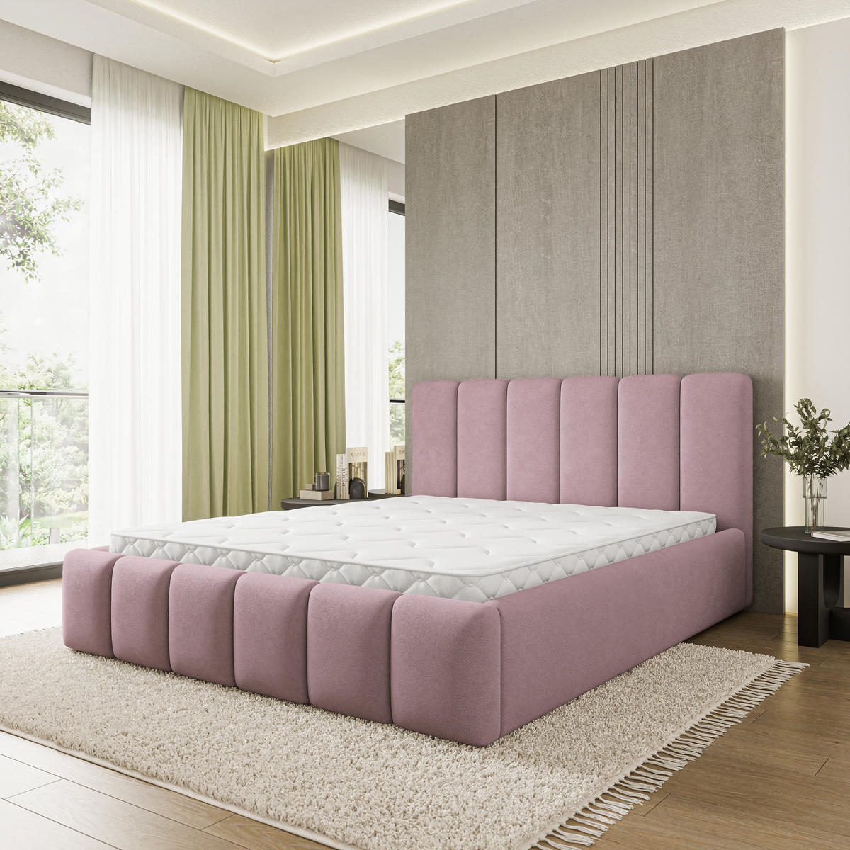 POLSTERBETT ATTORA SR 180x200 cm mit Bettkästen - Rosa - Rosa, Holz (180/200cm) - MASSENO