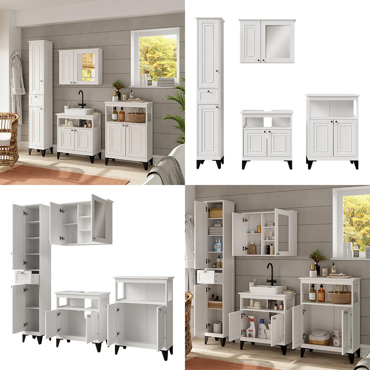 KUPAONSKI SET 4 KOMADA Vanity Bijela 4 dijela - bijela, drvni materijal (60/65/30cm) - Vicco