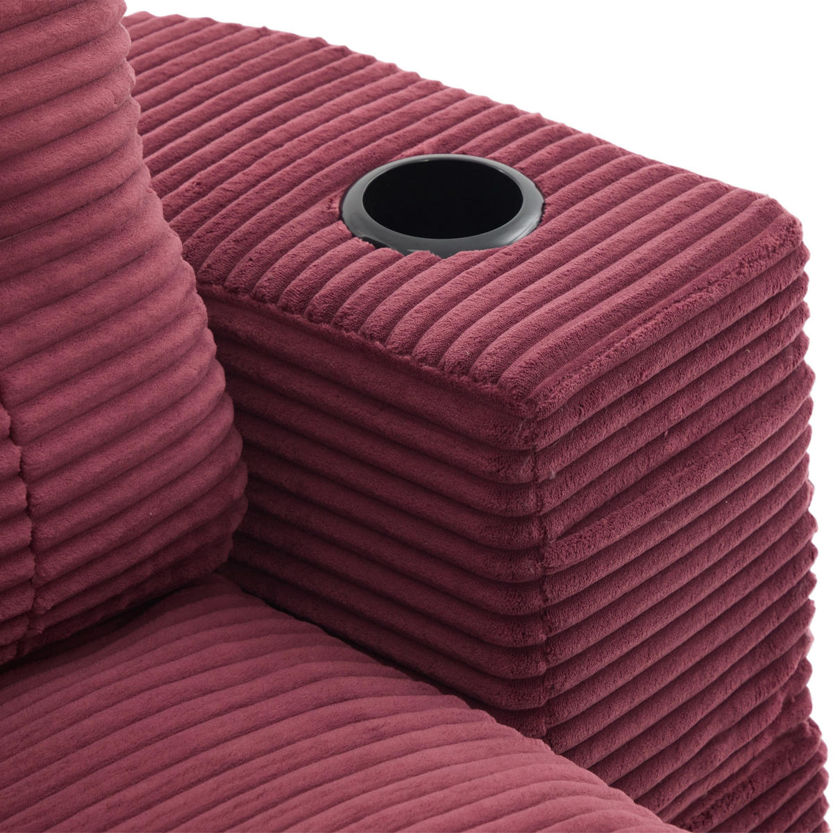 SCHLAFSOFA DE-33608 2-in-1 mit Getränkehaltern und tiefer Sitzfläche Weinrot - Weinrot, Textil (165/61/97cm) - ComfortXL