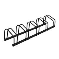 FAHRRADSTÄNDER Schwarz für 5 Fahrräder Stahl pulverbeschichtet - Schwarz, Metall (130/27/33cm) - Relaxdays