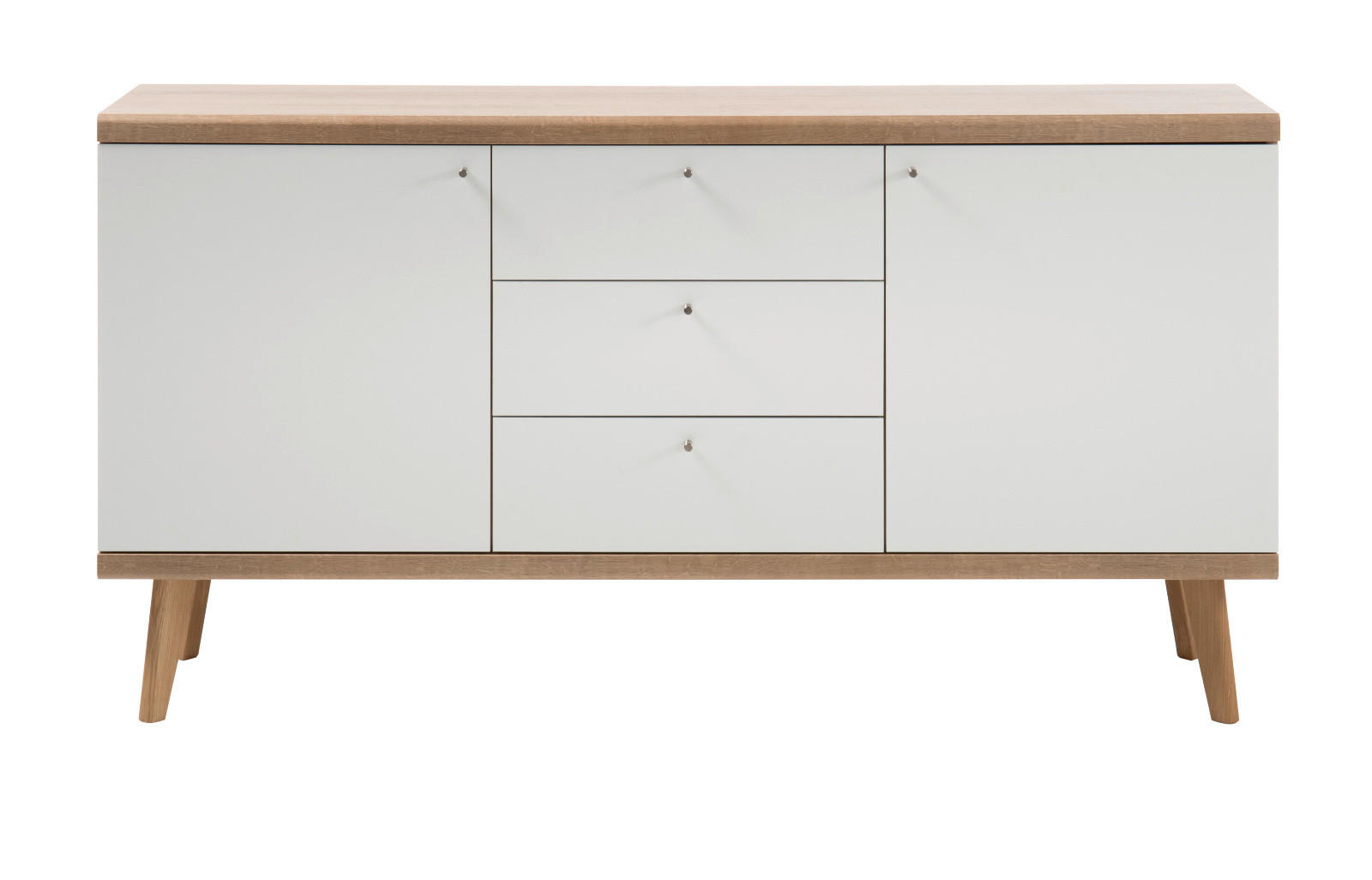 SIDEBOARD weiß, Eiche Riviera, Kommode skandinavisch, 160 x 83 cm - Eichefarben/Weiß, Holz/Holzwerkstoff (160/83/40cm) - Furn.Design