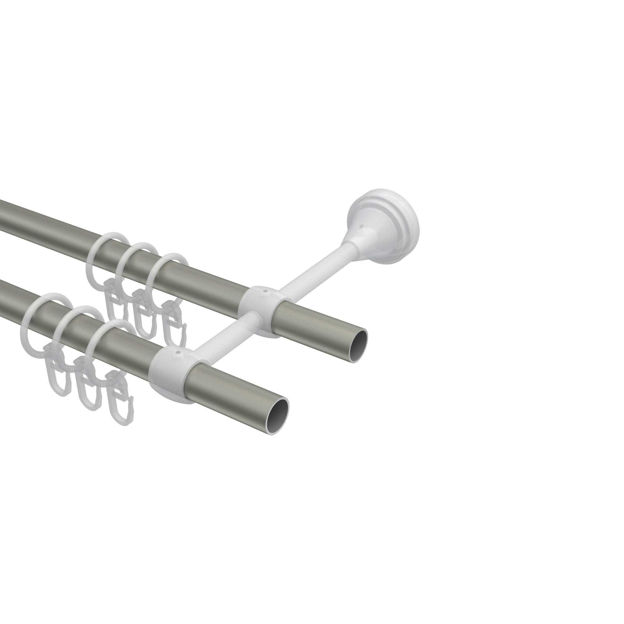 GARDINENSTANGE Primus Alessia 420 cm (geteilt in 3 x 140 cm), 2-läufig, 16 mm Ø Chrom matt - Chromfarben/Nickelfarben, Metall (420cm) - INTERDECO