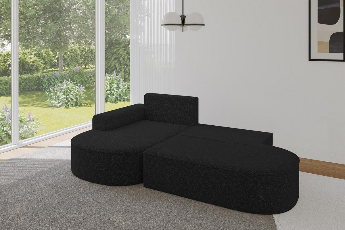 ECKSOFA mit Schlaffunktion und Bettkasten Ottomane Links MARI-L1-S - 283x167x85 cm Schwarz Tissu - Schwarz, Holzwerkstoff/Kunststoff (283/167cm) - ALTDECOR