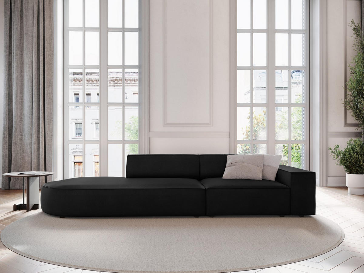 LINKES-SOFA Jodie aus Samt schwarz 3 Sitzplätze - Schwarz, Textil (262/70/102cm) - Micadoni