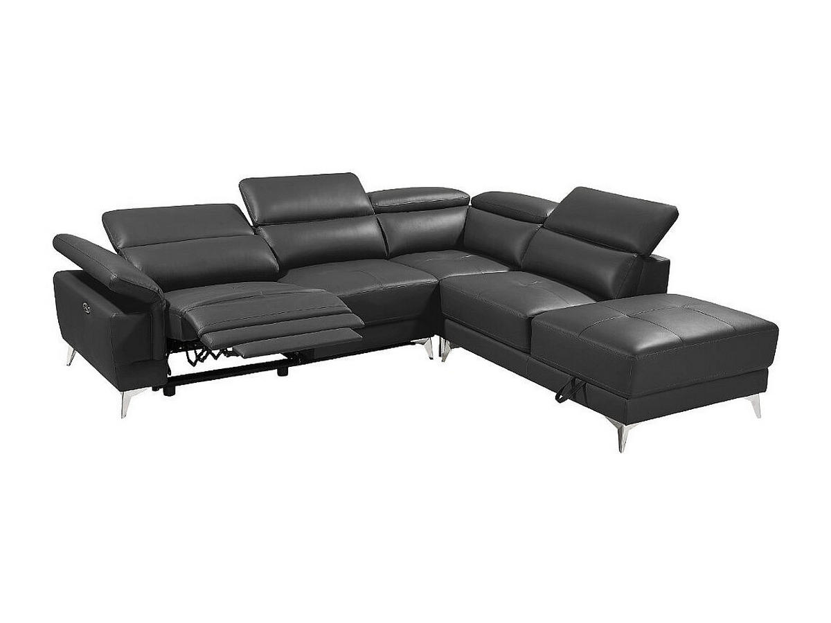 RELAXSOFA - 5 Personen - leder - anthrazitgrau Pascaline - Anthrazit, Leder/Metall (277/78/244cm) - Vente-Unique