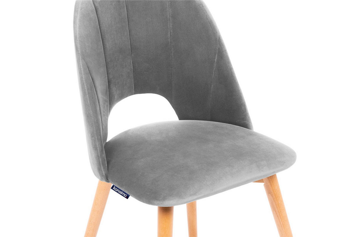 ESSZIMMERSTUHLE TINO 2-tlg Velours-Sitz, Grau - Eichefarben/Grau, Holz/Textil (48/86/44cm) - KONSIMO®