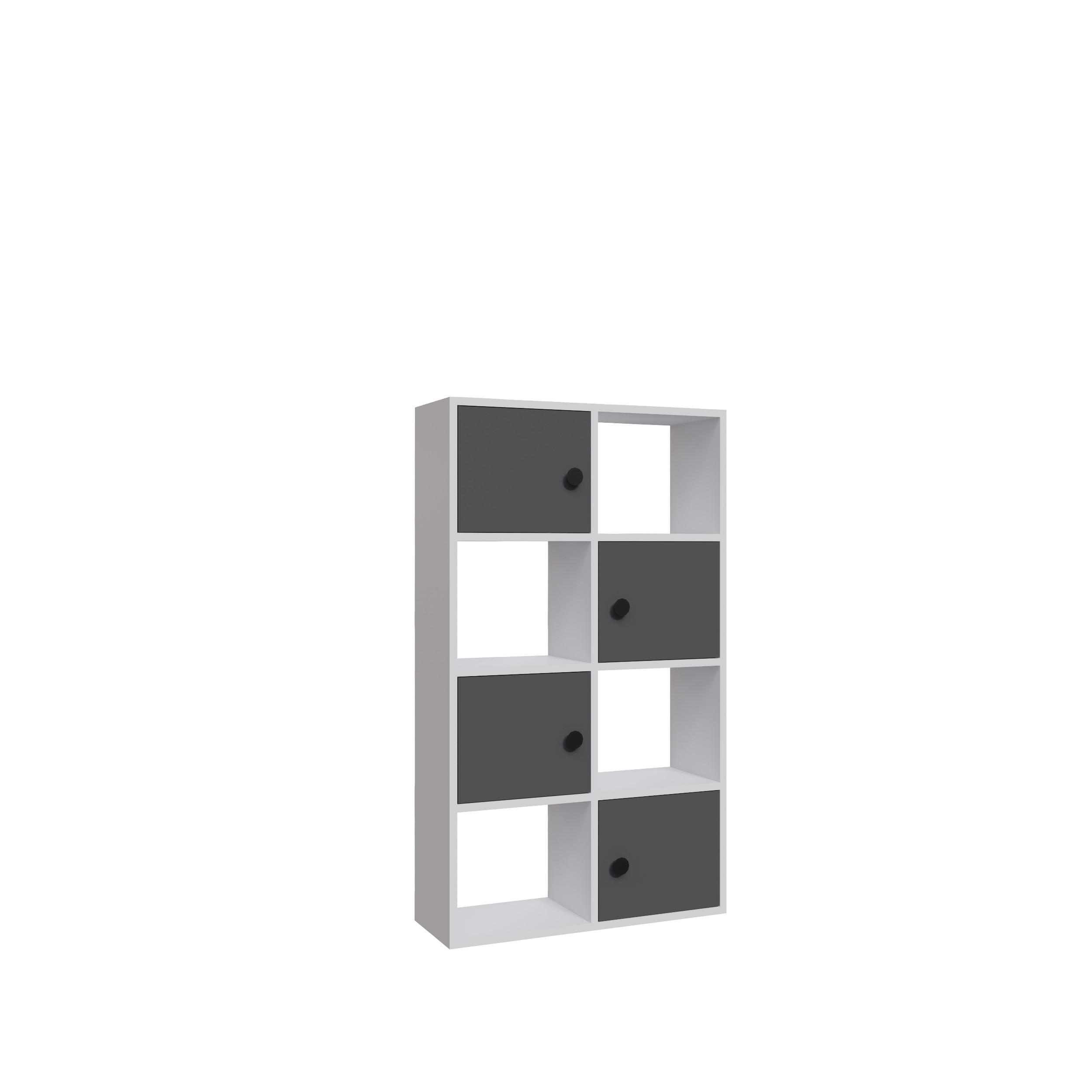 BÜCHERREGAL Tasso Weiss Anthrazit - Weiß/Grau, Holzwerkstoff (25/124.5/72cm) - Decorotika
