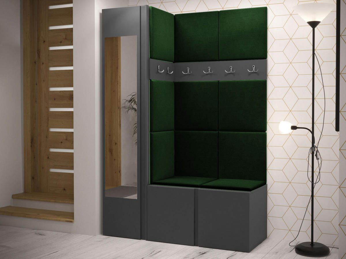 MOBILIER PENTRU HOL Orion X - verde/grafit, material plastic/compozit lemnos (124/186/46cm) - MIRJAN24