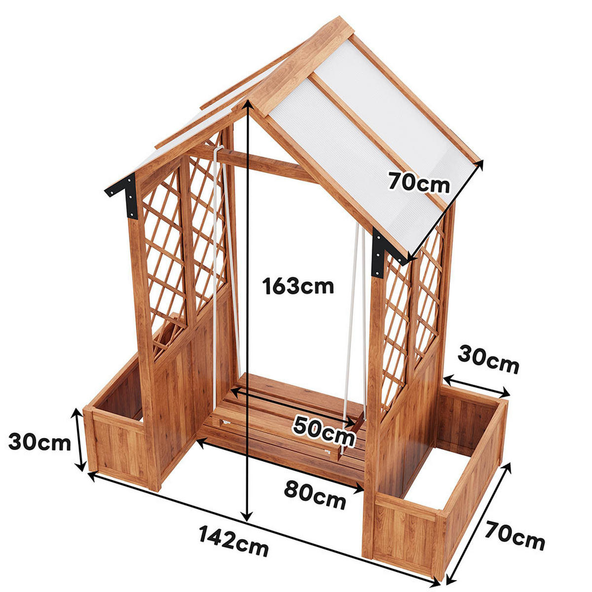 BLUMENKASTEN mit Spalier als Kletterhilfe，Braunes Massivholz - Braun, Holz (70/163/142cm) - KOMHTOM