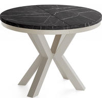 ESSTISCH Clara Grau-Beige runder ausziehbarer, Marmor Schwarz 100-180/100/76 cm - Anthrazit/Grau, Holzwerkstoff/Metall (100/100/76cm) - WFL GROUP