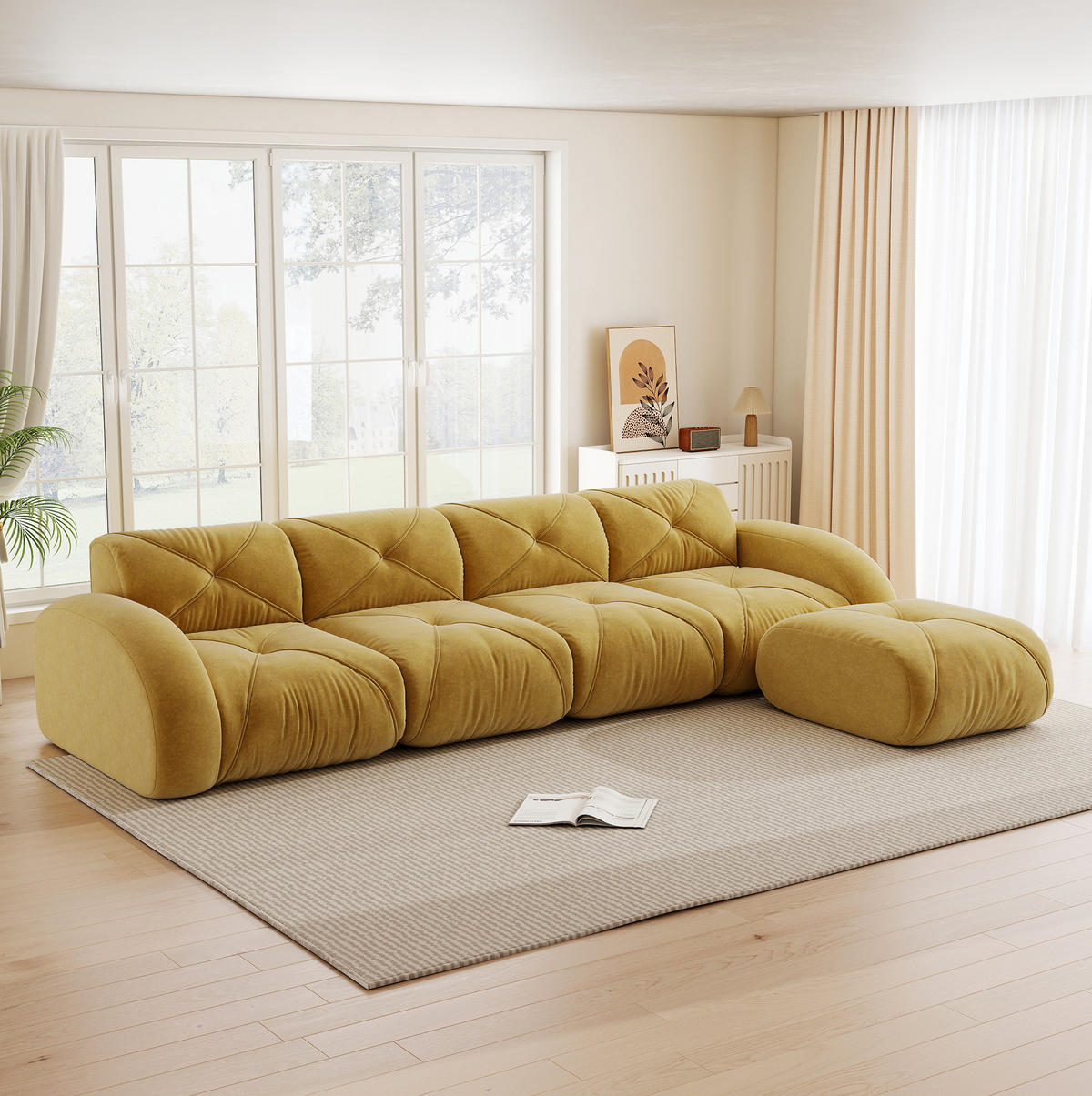 SOFA modulares Ecksofa Chenille Yellow - Gelb, Kunststoff (171/358cm) - Meubliv