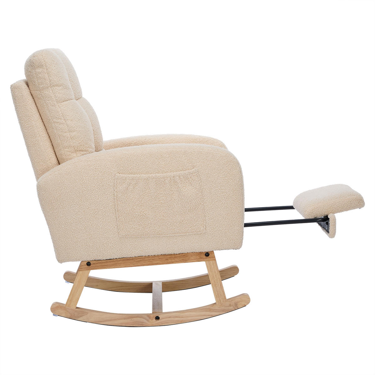 SCHAUKELSTUHL Beige Bouclé mit versteckten Beinstützen - Beige, Textil (50/99/132cm) - Oxeza
