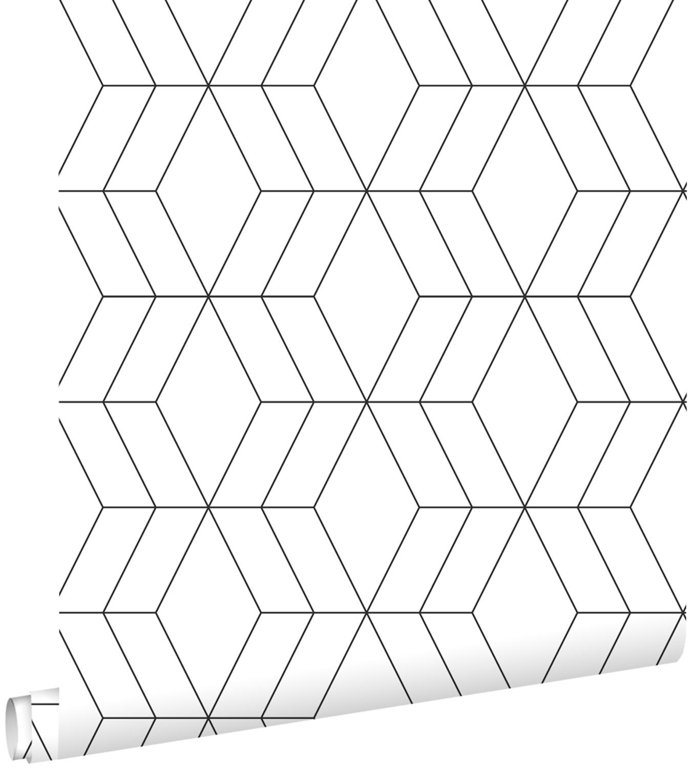TAPETE Art Decó Muster 53 cm x 10.05 m - Schwarz, Papier (53/1000cm) - ESTAhome