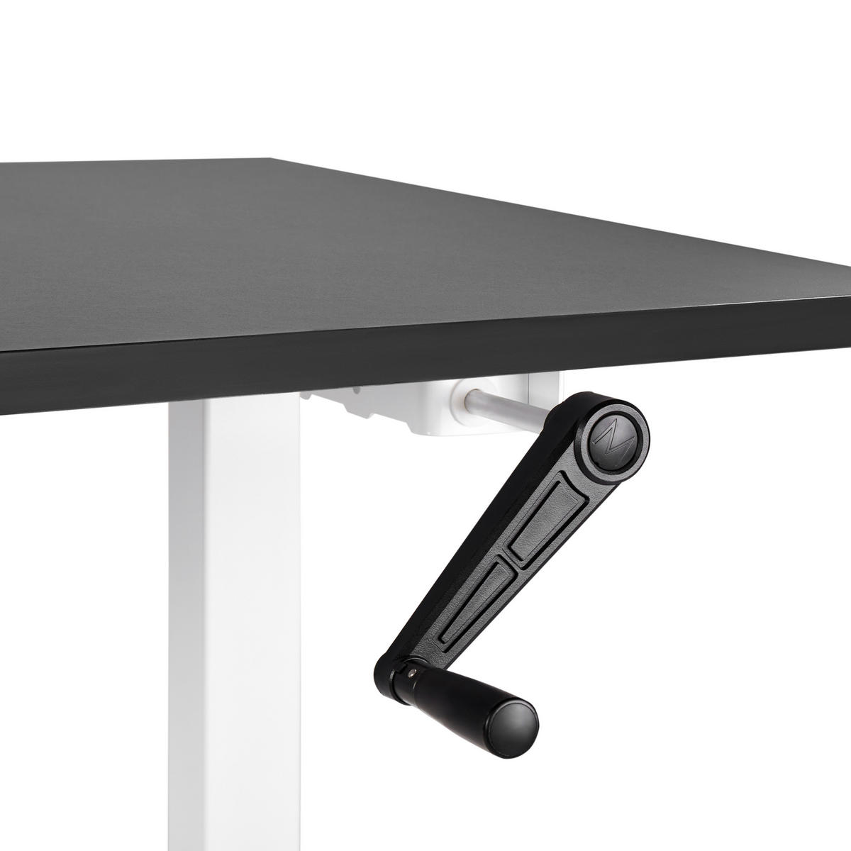 HÖHENVERSTELLBARER SCHREIBTISCH Manuell 160/72 cm Schwarz Destin III - Schwarz/Weiß, Holzwerkstoff (72/160/74cm) - Beliani