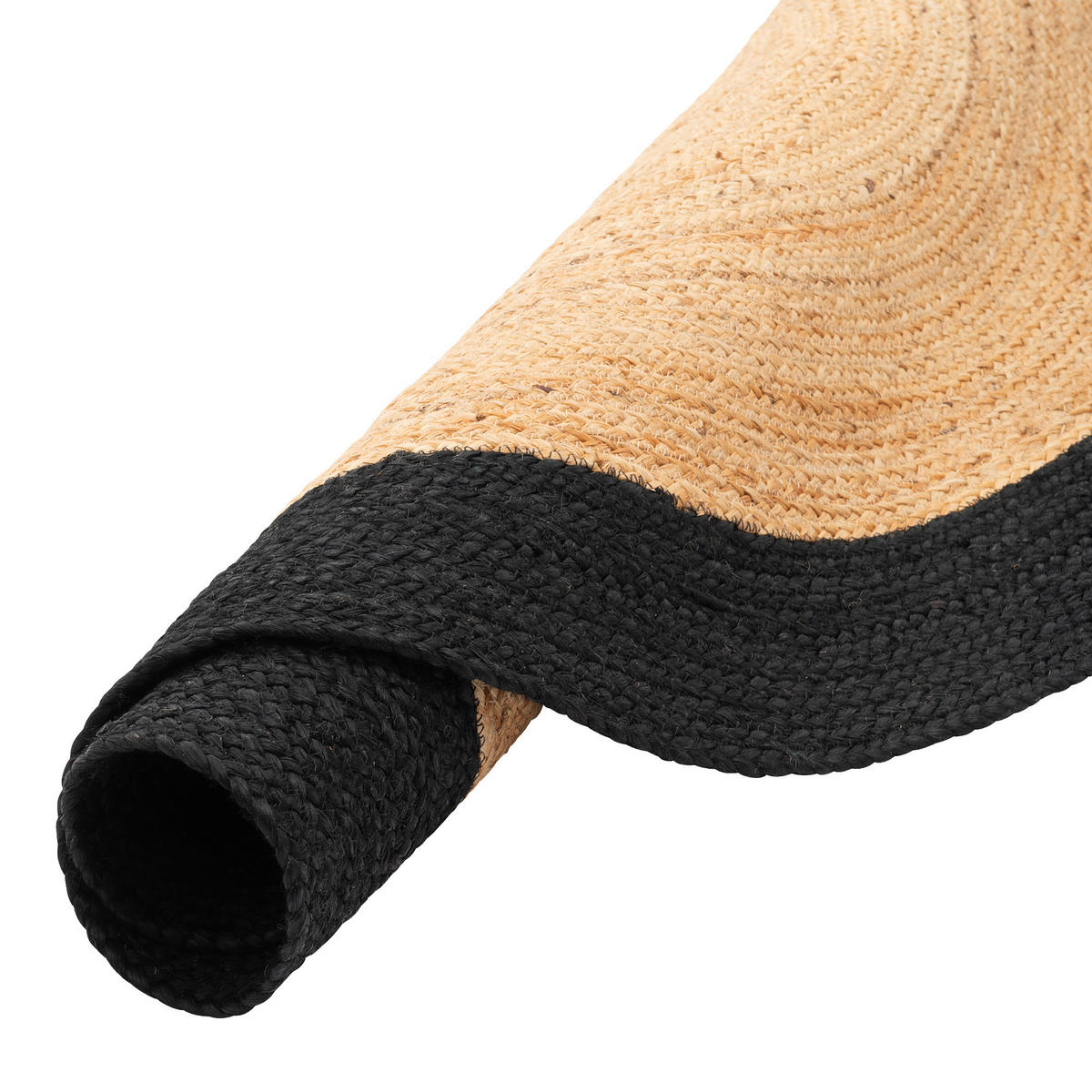 NATURFASER TEPPICH JUTE SALSA BORDÜRE RUND - Beige/Schwarz, Textil (160/160cm) - Pergamon