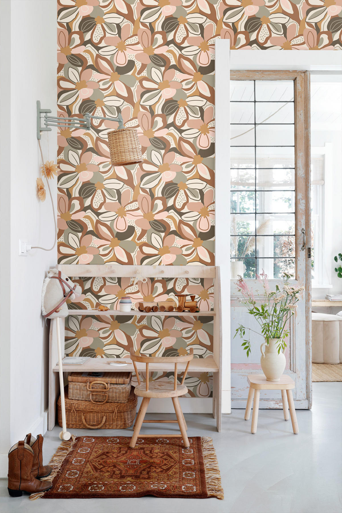 TAPETE Blumenmuster 50 x 900 cm - Terracotta, Papier (50/900cm) - ESTAhome