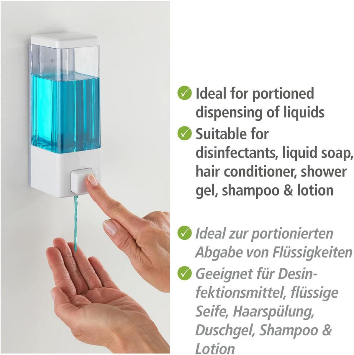 SEIFENSPENDER , und Wasserspender, hygienischer Wandspender - Weiß, Kunststoff (7.5/18.3/5.8cm) - BELZ