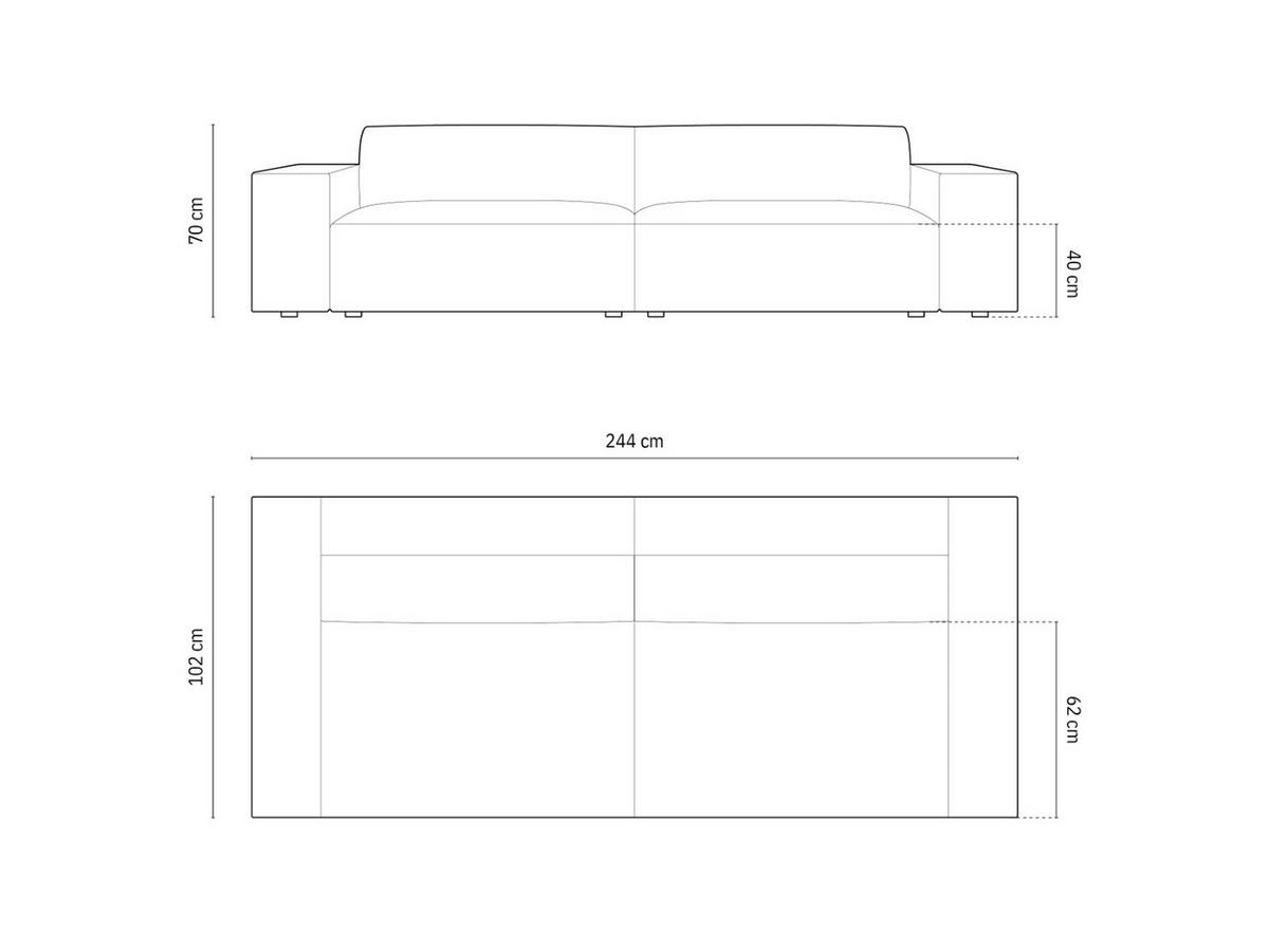 SOFA Jodie aus Samt dunkelbeige 4 Sitzplätze - Mokka, Textil (244/70/102cm) - Micadoni