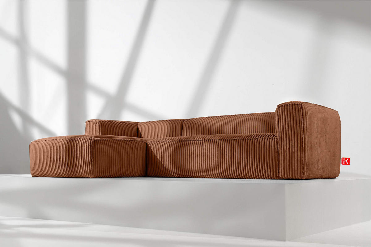 ECKSOFA-LINKS FEROX Modern, Cord-Stoff, rot - Rot, Textil (305/175cm) - KONSIMO®