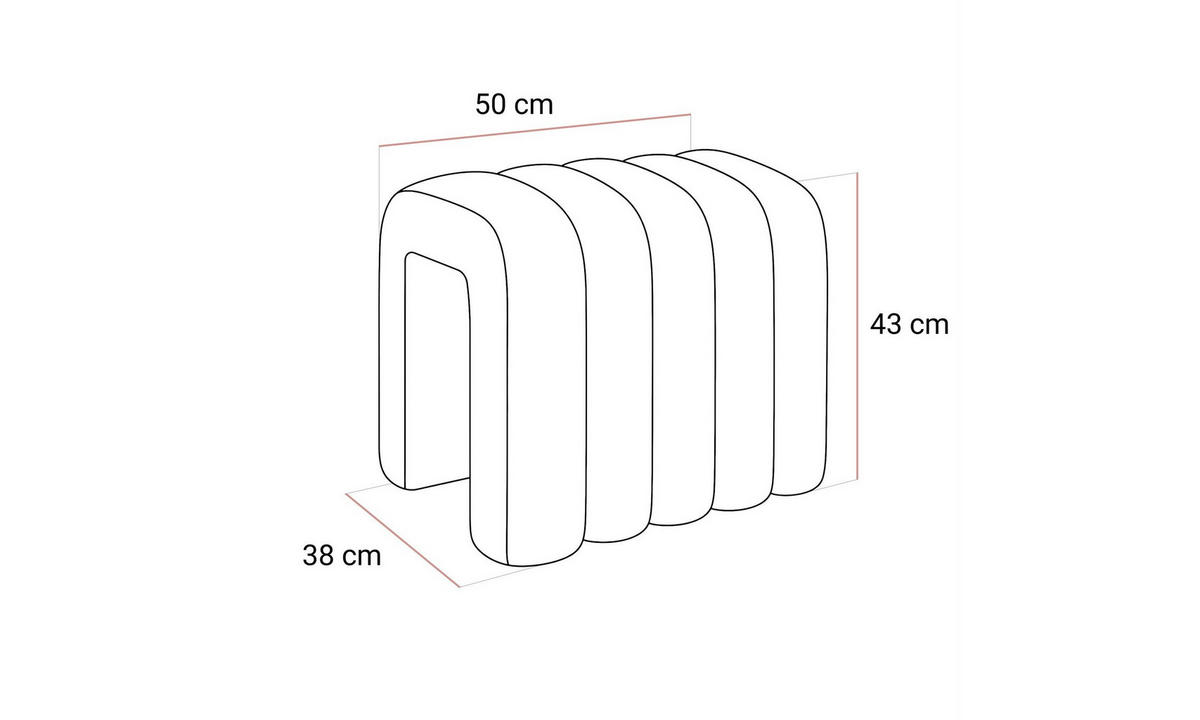 HOCKER RIBA 50/38/43 cm Weiß - Weiß, Textil (50/43/38cm) - Lookway