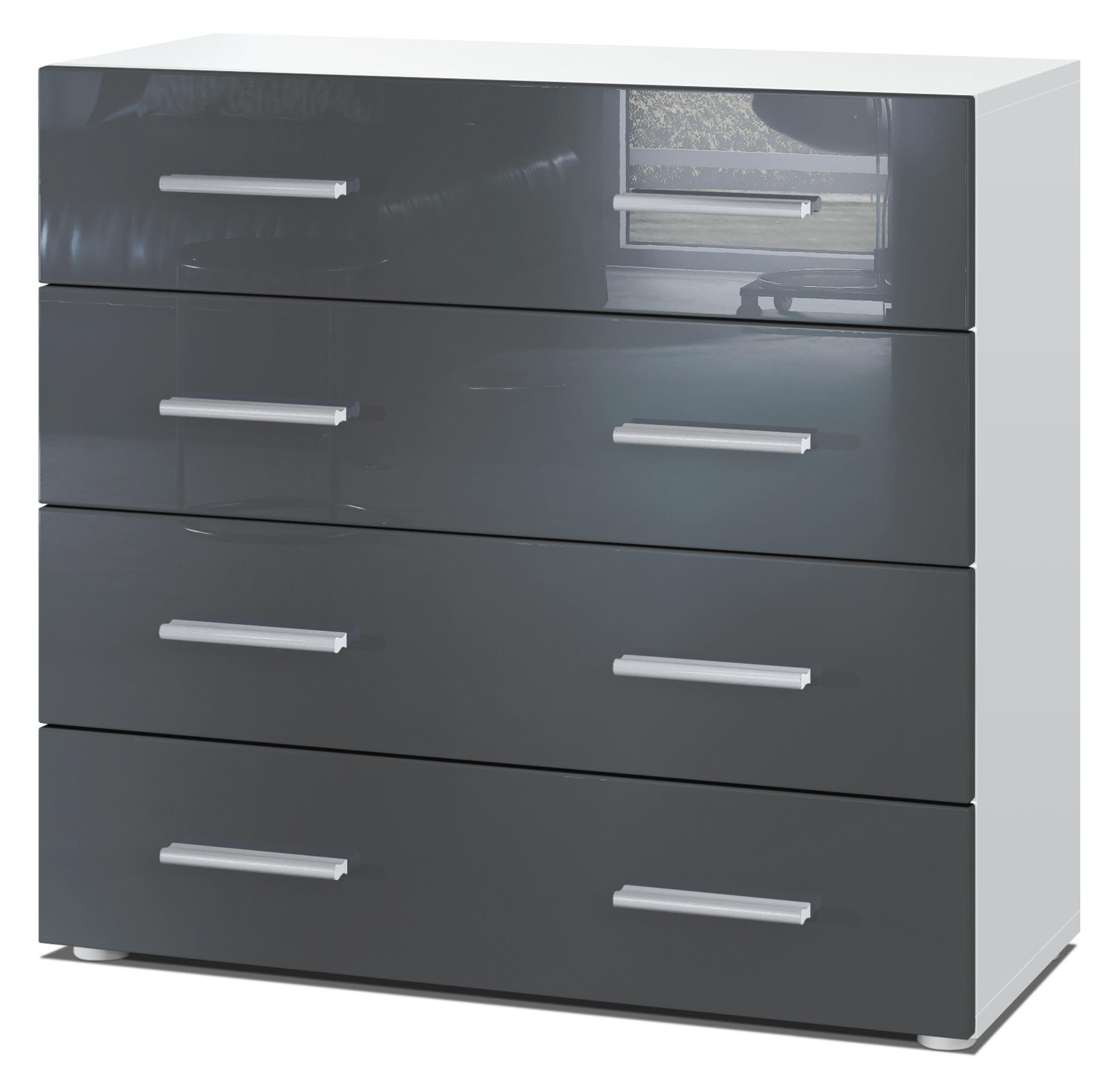 KOMMODE Pavos Grau Hochglanz - Grau, Holzwerkstoff (76/72/35cm) - Vladon