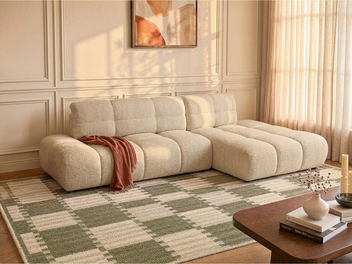 SCHLAFSOFA - 5 Personen - stoff - beige Jocima - Beige, Kunststoff/Textil (292/96/193cm) - Vente-Unique
