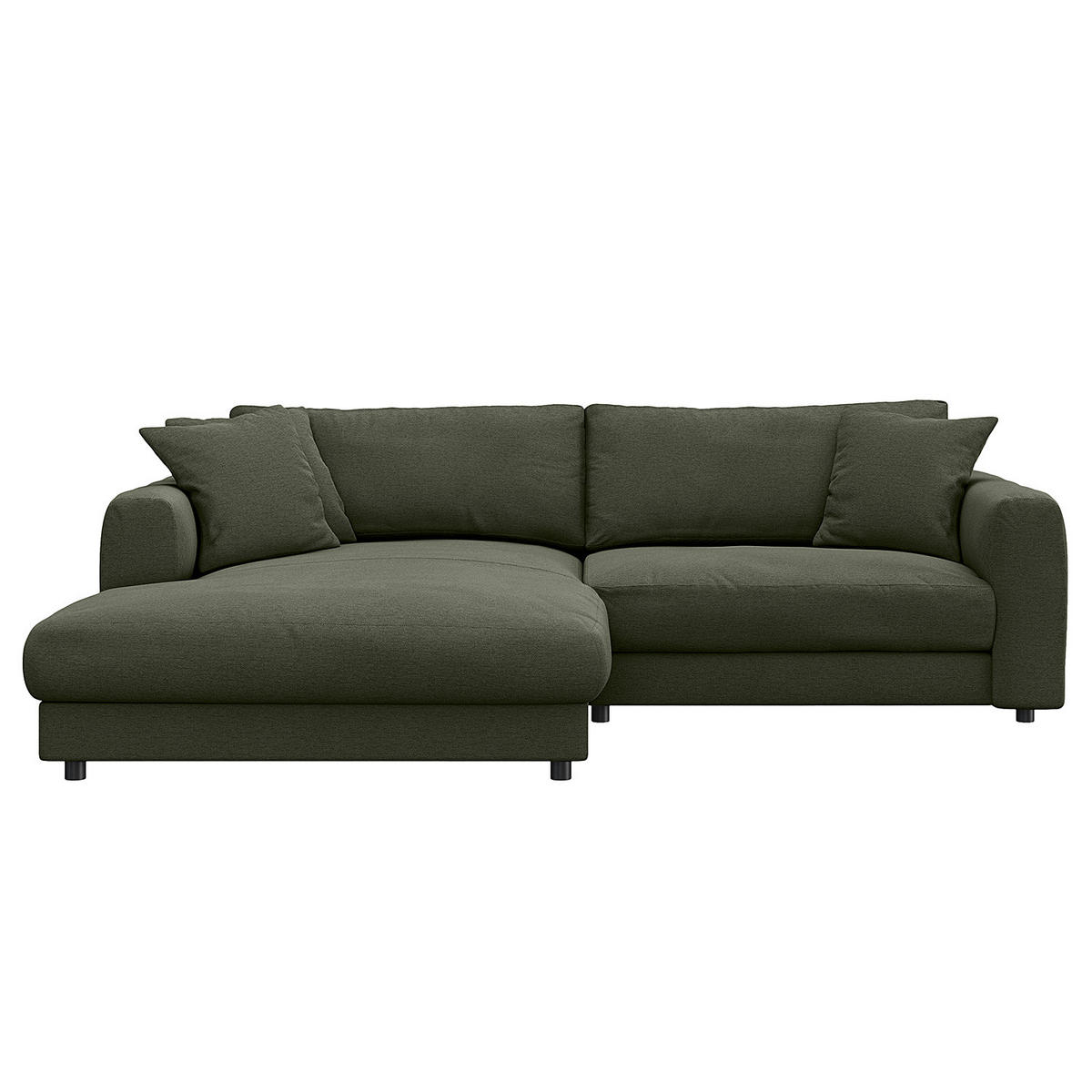 ECKSOFA mit Longchair - Schwarz/Grau, Holz/Kunststoff (238/183cm) - home24