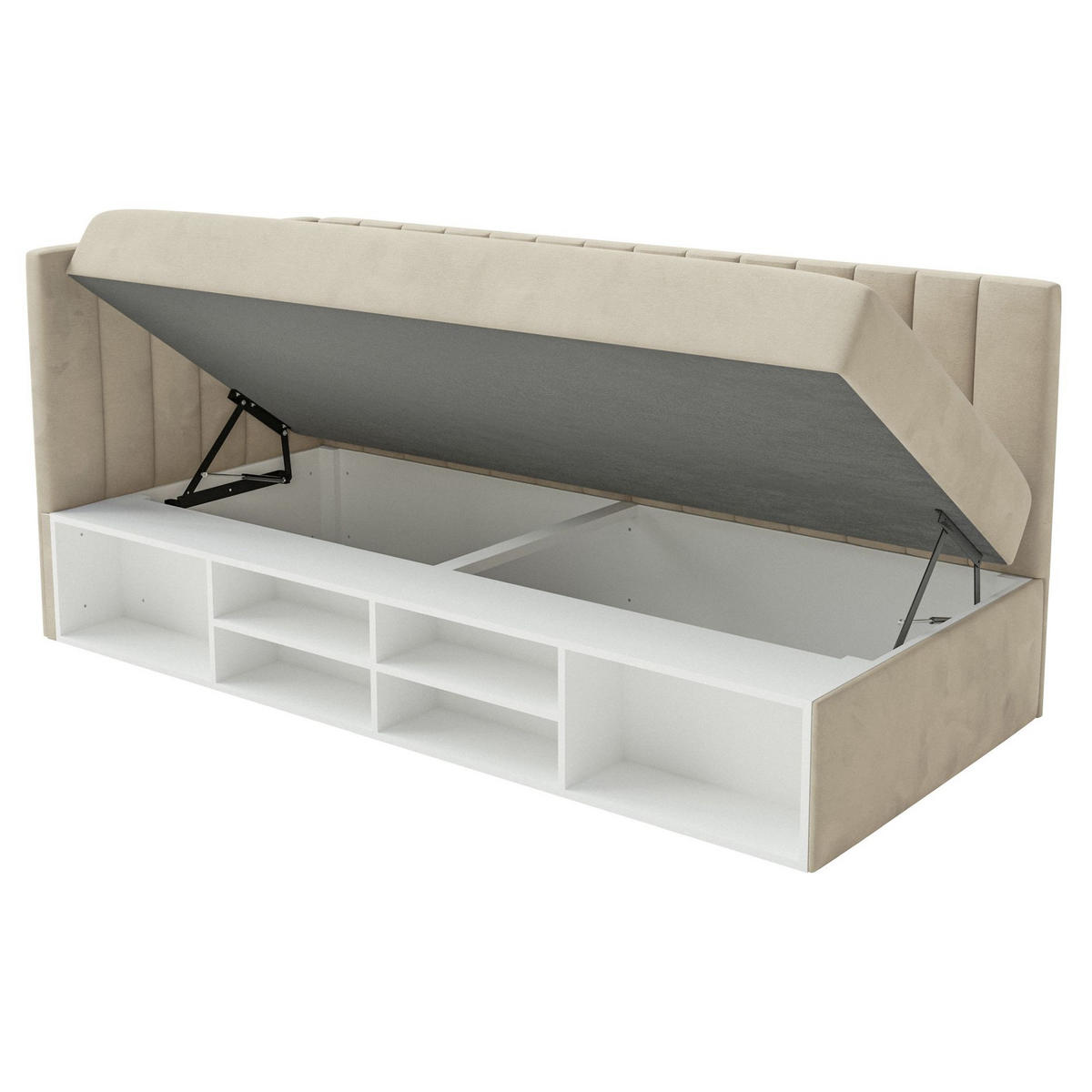 JUGENDBETT Ventrio Hellbeige Easy-Clean-Samtbezug 90x200 cm - Ecru, Holz/Textil (90/200cm) - Selsey
