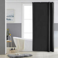 DUSCHVORHANG Textil Schwarz 80 x 180 cm - Schwarz, Textil (85/180cm)