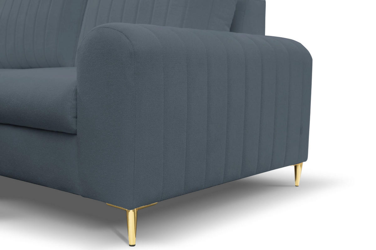 ECKSOFA VERONA L-S Blau Geflochtener Stoff mit Schlaffunktion - Blau, Holz (251/164cm) - MASSENO
