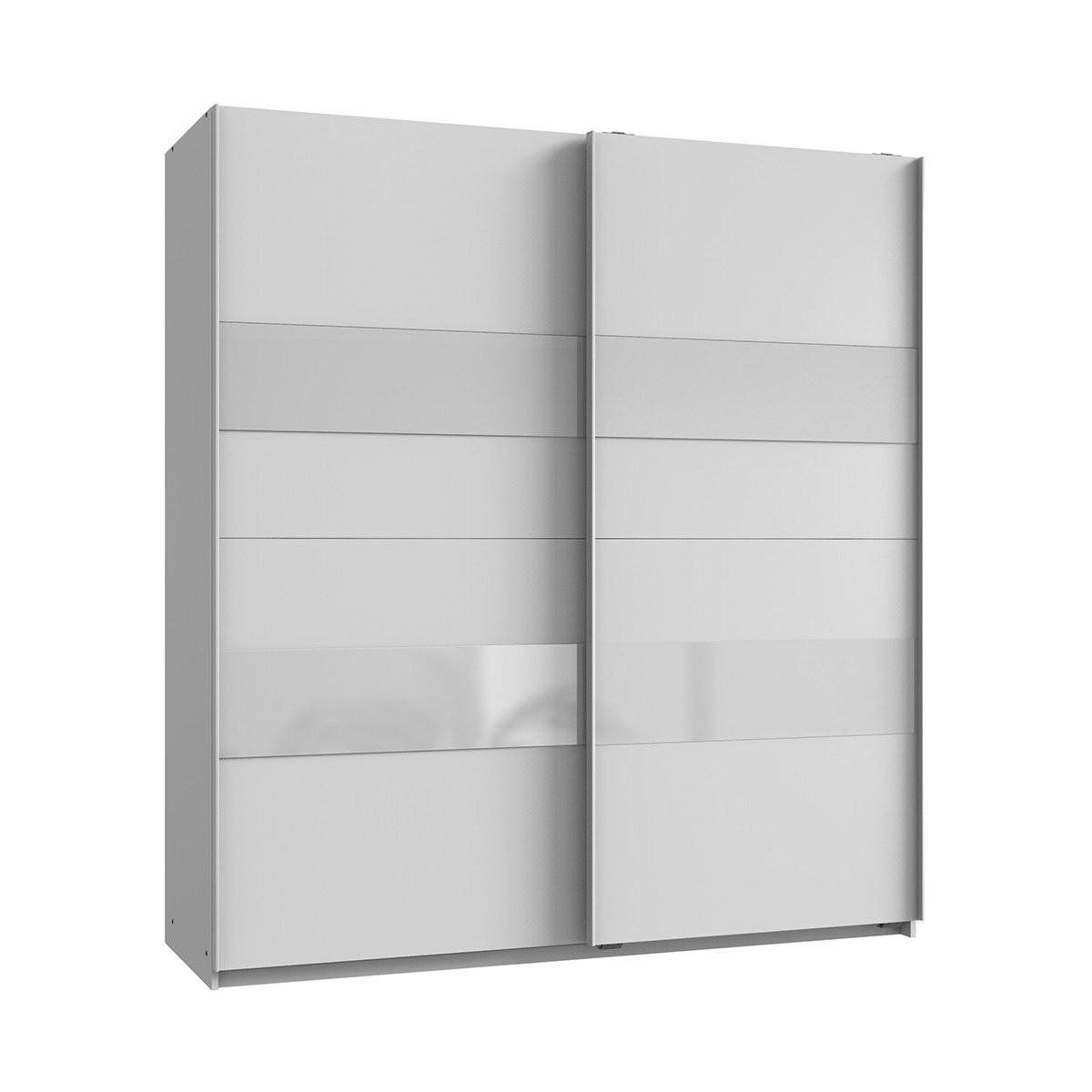KLEIDERSCHRANK mit 2 Schiebetüren und Einlage - L180 cm - Weiß, Holzwerkstoff (65/200/180cm) - Calicosy