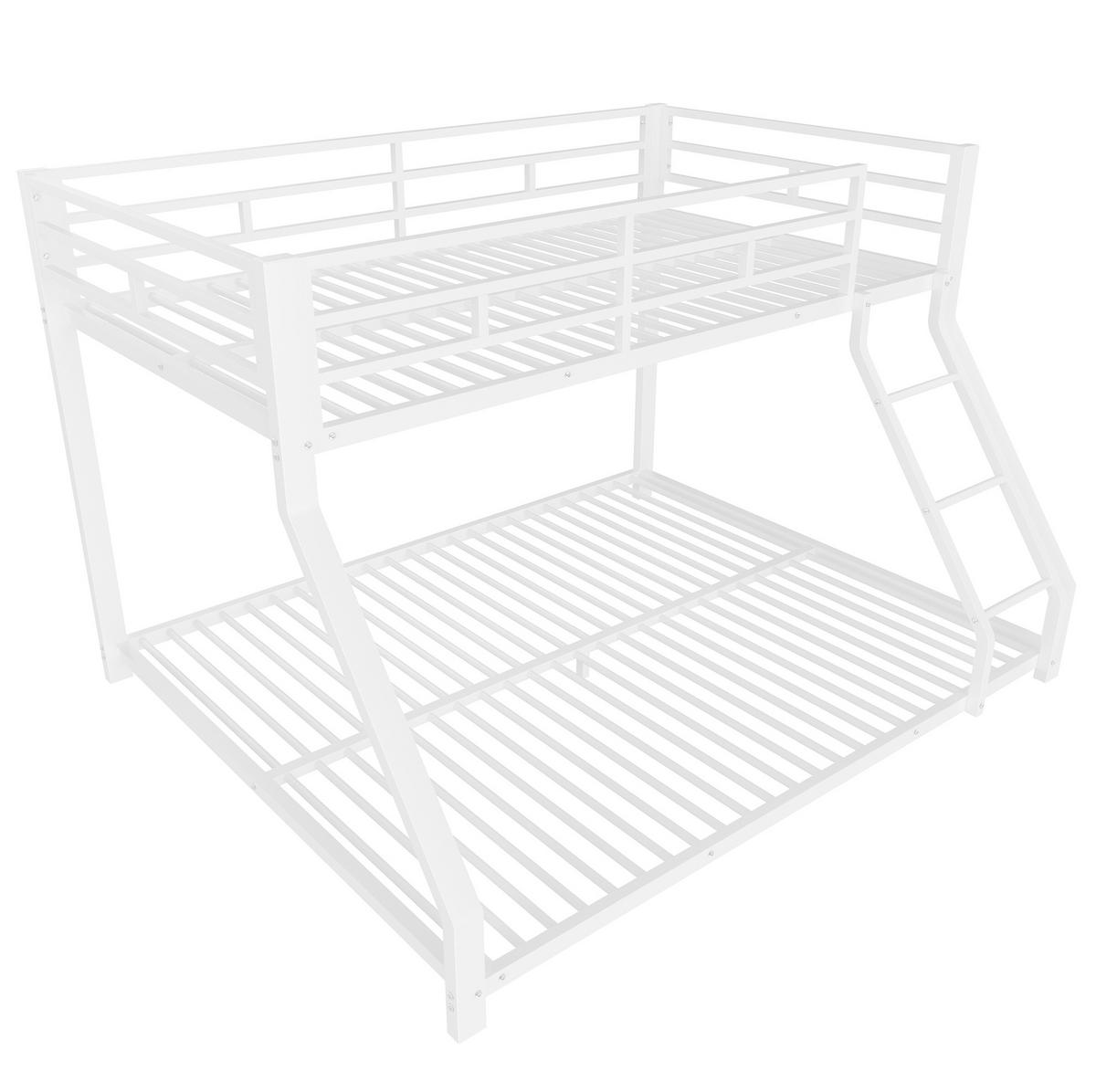 ETAGENBETT 90/200 cm und 140/200 cm Weiß mit Treppe und Geländer ohne Matratze - Weiß, Metall (140/200cm) - MIVRAY