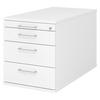 ROLLCONTAINER - mit 3 Schubladen 80/42,8/51,2 cm in Weiß Bügelgriff (Metall) - Weiß, Holzwerkstoff (42.8/51.2/80cm) - bümö