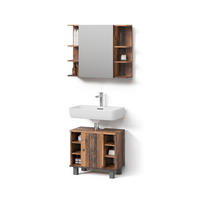 BADMÖBEL-SET Fucino Eiche rustikal 2 Teile - Wildeiche, Holzwerkstoff (80/64/32cm) - Livinity®