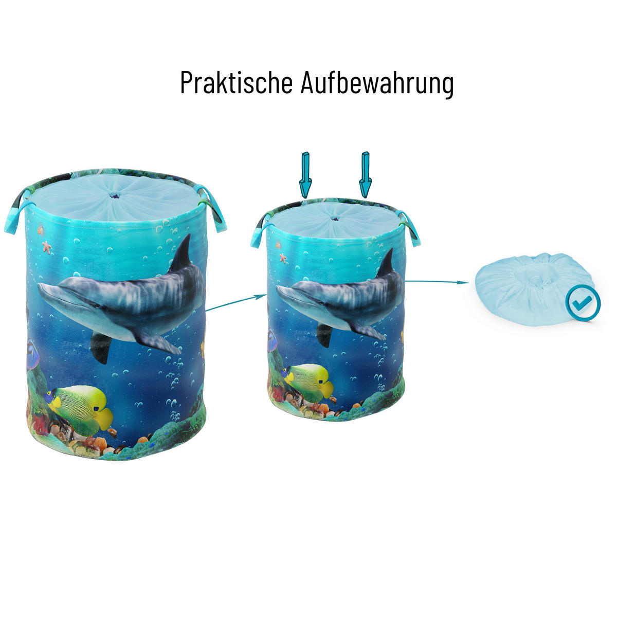 WÄSCHEKORB Delphin - Blau, Textil (37/55/55cm) - Sanilo