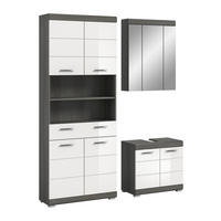 BADKOMBINATION 3tlg. Scout Bad in Rauchsilber Nachbildung und weiß hochglanz B/H/T: 149x191x34 cm - Anthrazit, Holz (149/191/34cm)