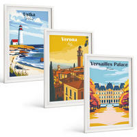 BILDER SET 3er Set - 40x60 cm Weißer Rahmen - Ansichten von Orten am Meer und von Städten - Weiß, Kunststoff (40/60cm) - TULUP
