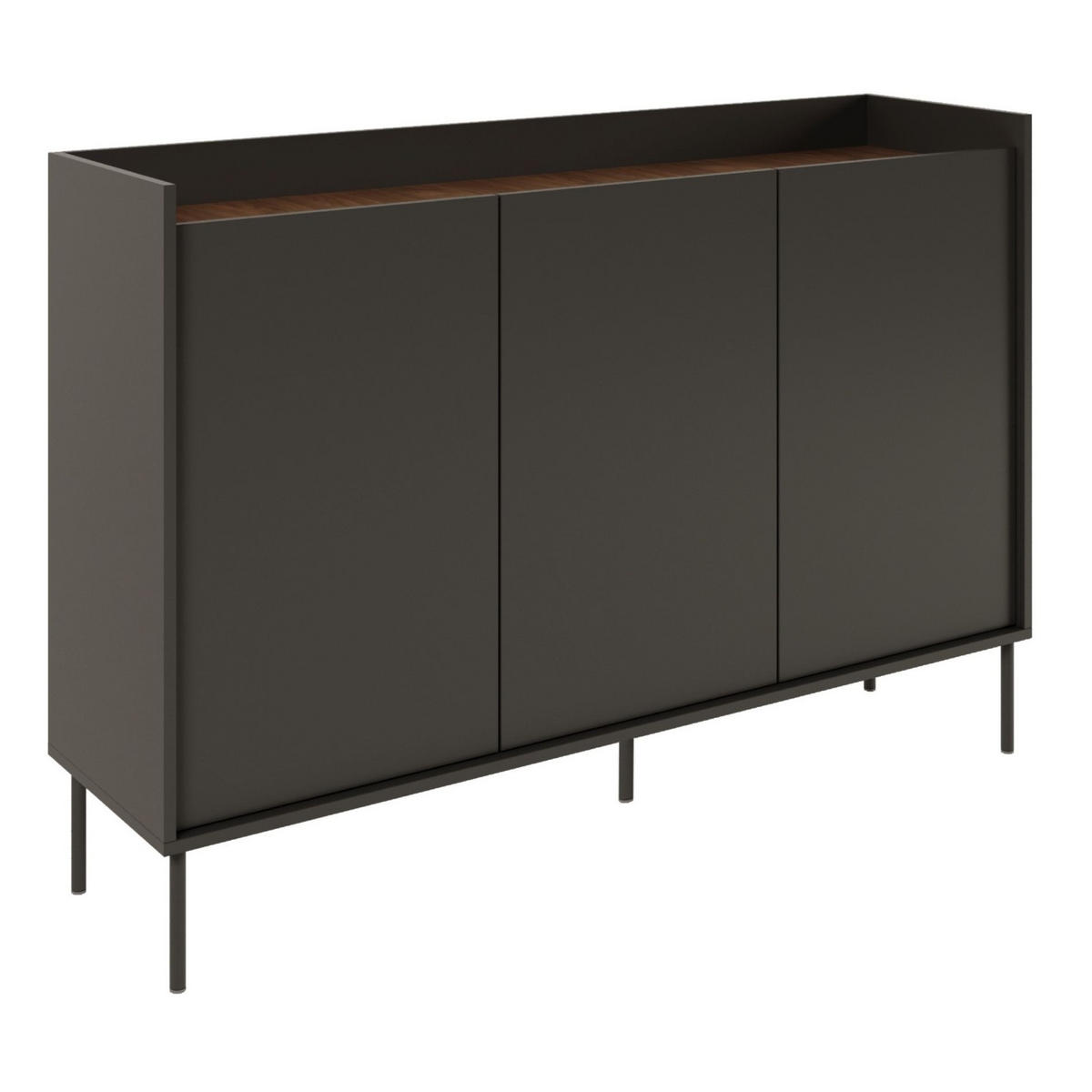 SIDEBOARD Tovi Schwarz / Holzoptik Nussbaum 140 cm - Schwarz, Holzwerkstoff/Metall (139.8/95.5/36.4cm) - Selsey