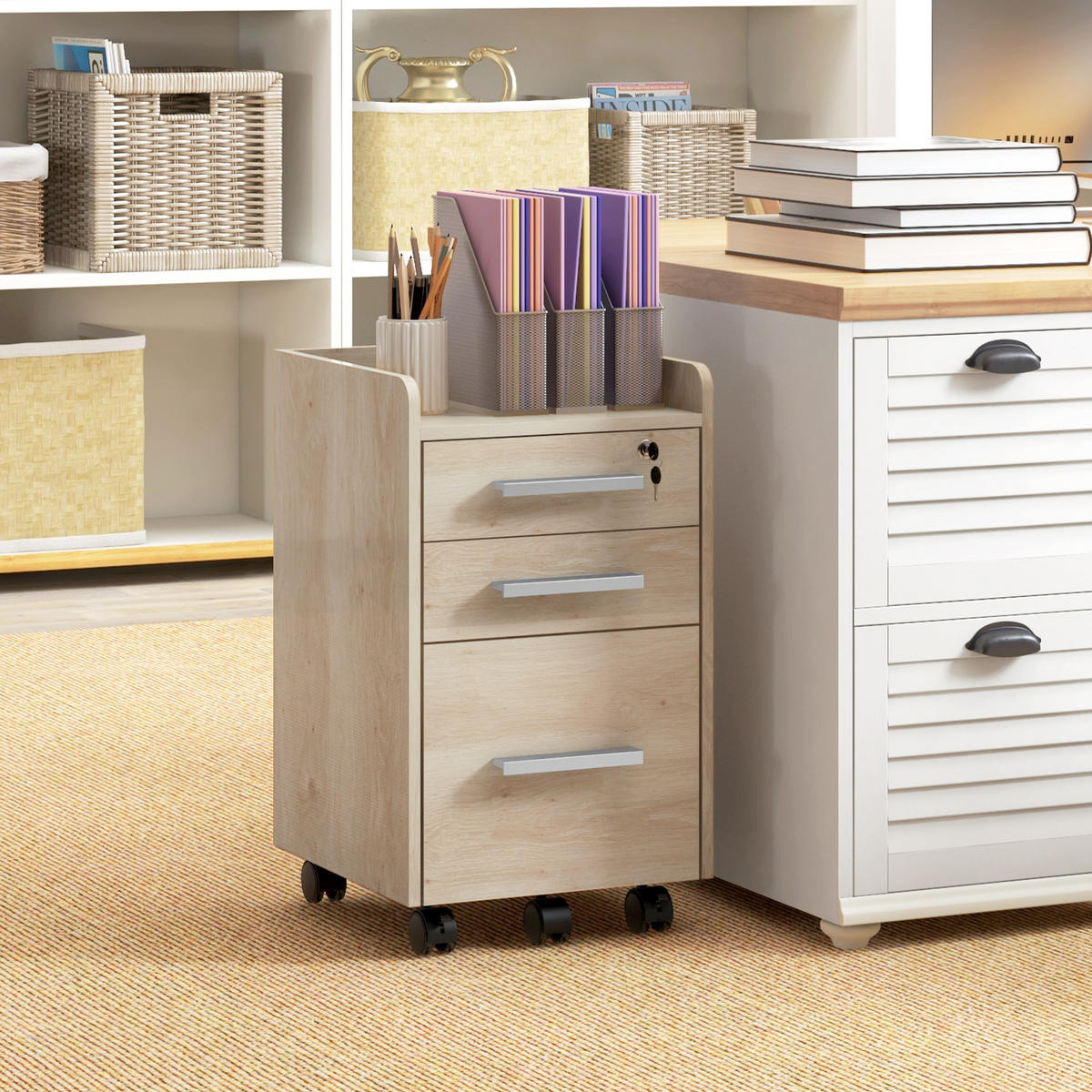 ROLLCONTAINER DE-14428 Beige - Beige, Holzwerkstoff (40/65/39cm) - ComfortXL