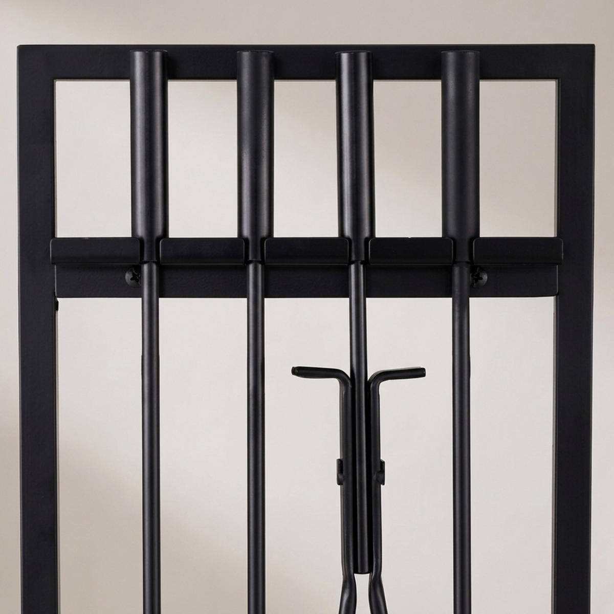 SET Negru 5-piese ustensile șemineu fier 79 cm - negru, metal (31/79/27cm) - Relaxdays
