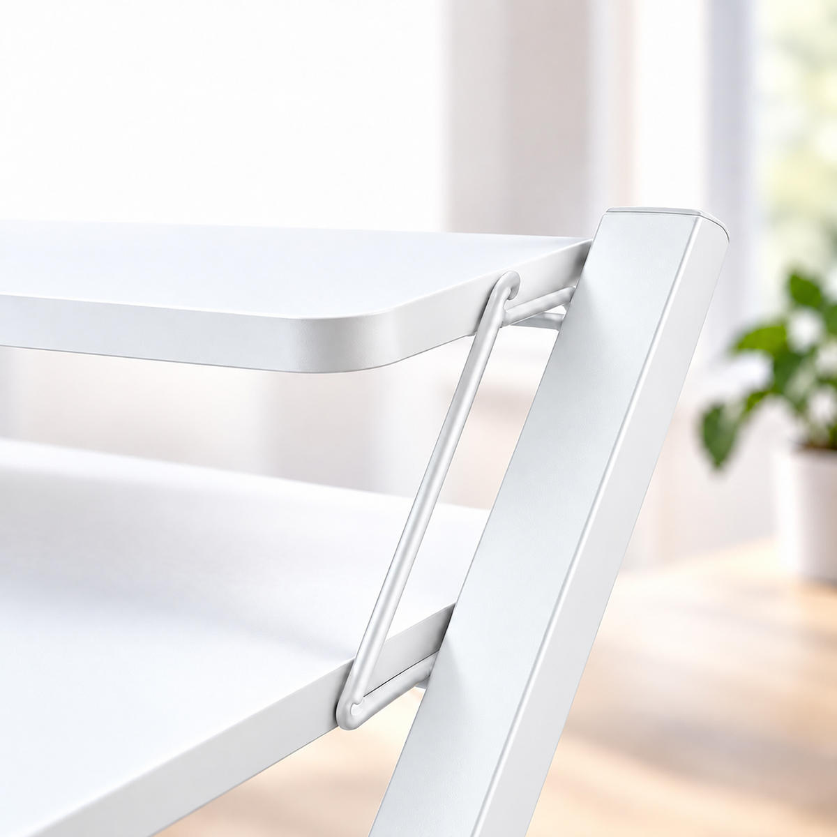 SCHREIBTISCH Weiß klappbar mit Monitoraufsatz 70x56 cm - Weiß, Holzwerkstoff/Metall (56/70/82cm) - Relaxdays