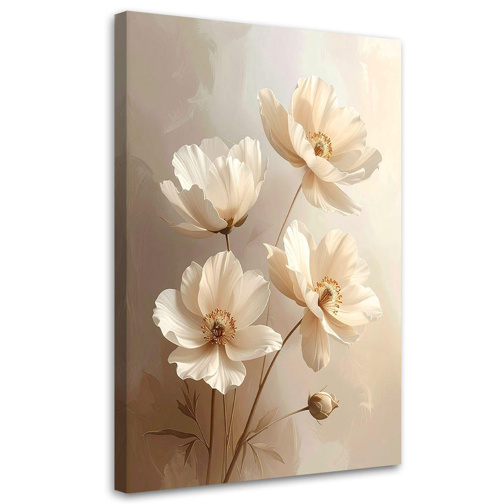 LEINWANDBILD, Zarte beige botanische Blumen - Beige, Textil (60/90cm) - Feeby