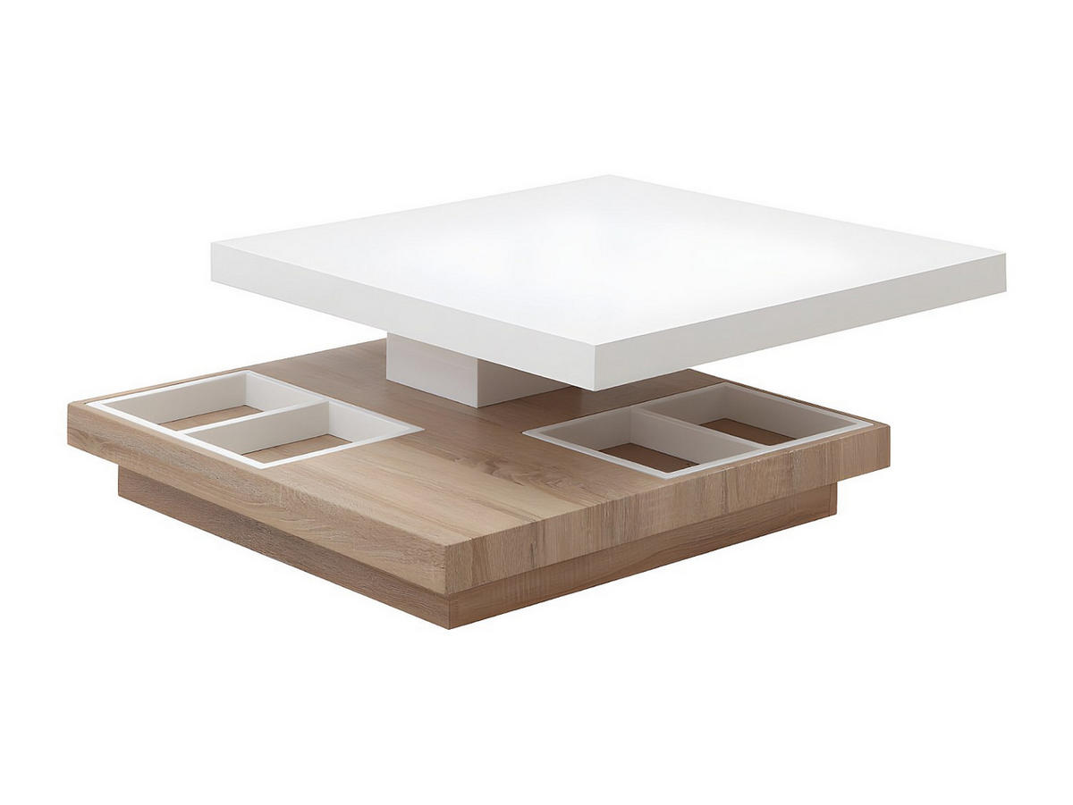COUCHTISCH - 80 cm x 80 cm - holz - naturfarben hell, weiß Fausto - Naturfarben/Weiß, Holz (80/80/34cm) - Vente-Unique