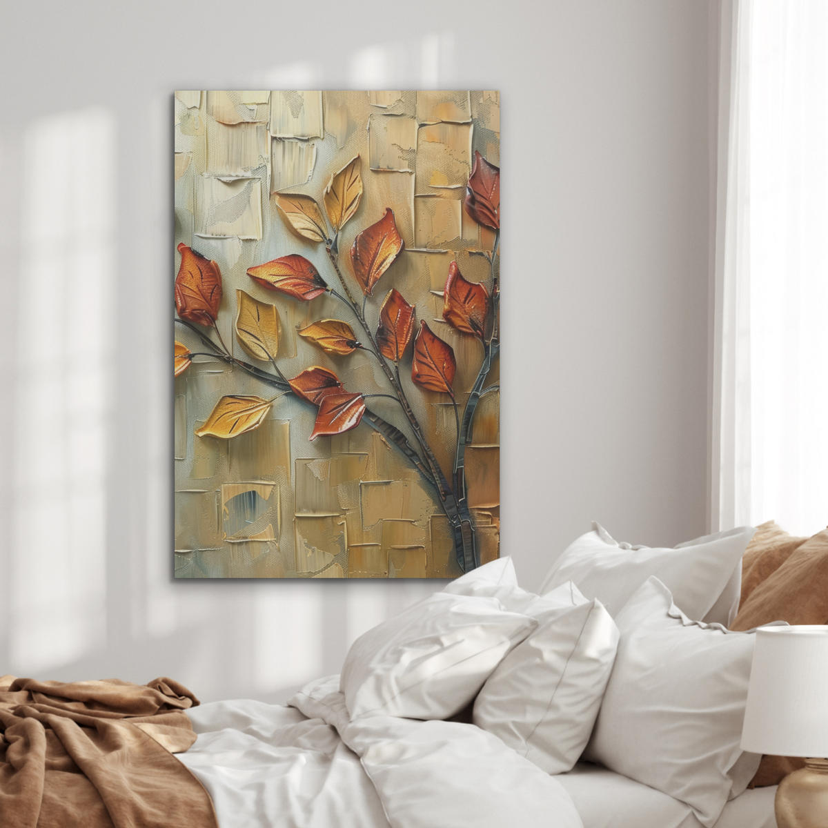 AKUSTIKBILD Baum - Abstrakt - Natur - Kunst Wanddeko 60x90 cm - Goldfarben, Kunststoff (60/90/0.9cm) - MuchoWow