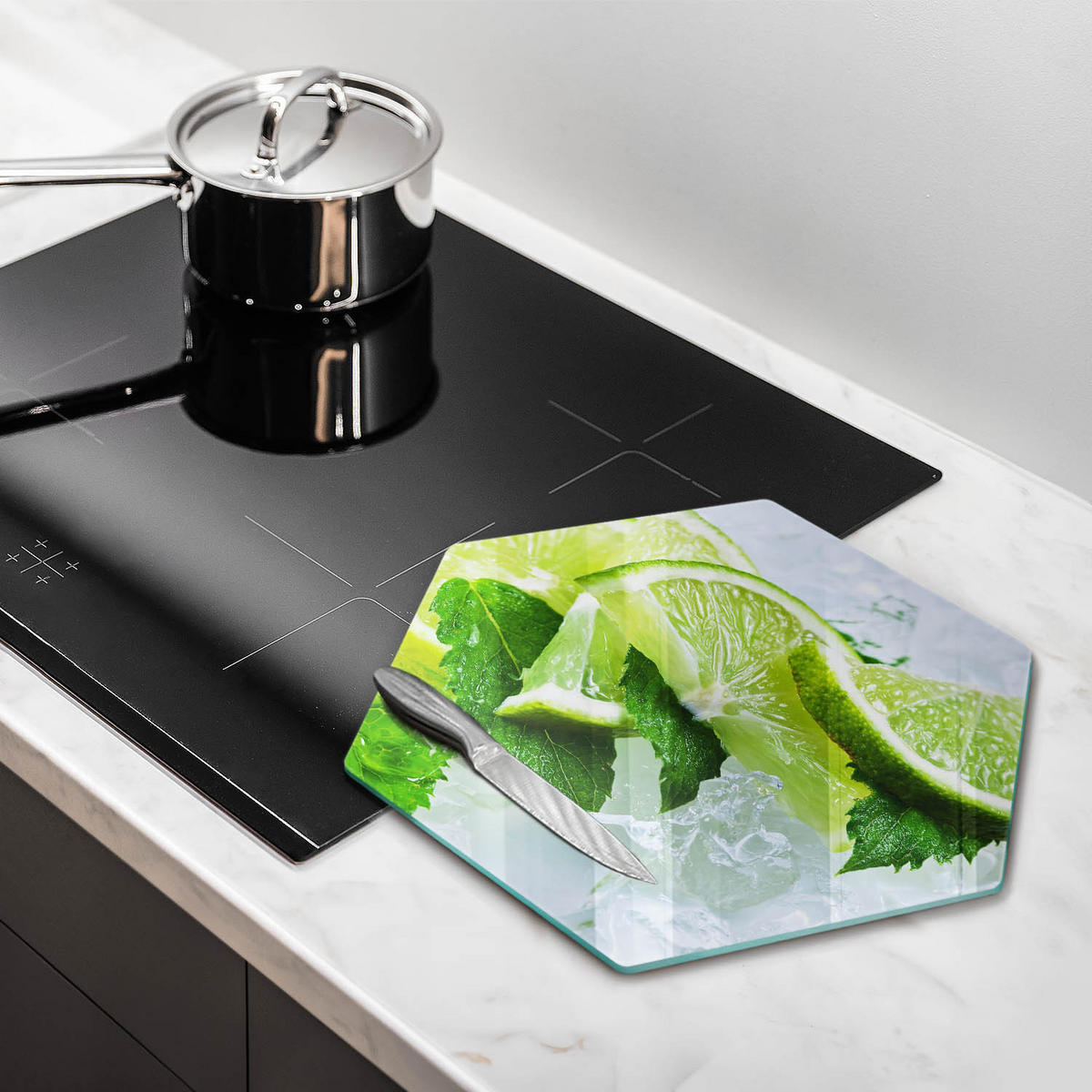 GLASPLATTE 40 cm Limette Minze und Eis - Grün, Glas (40/40cm) - Wallfluent